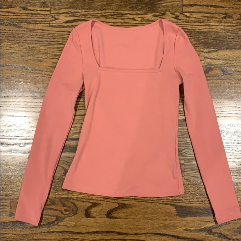 Pink Square-Neck Long Sleeve